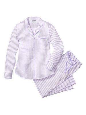 2-Piece French Ticking Striped Pajama Set - White - Size Small