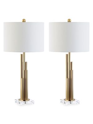 2-Piece Hopper Table Lamp Set - Brass Gold