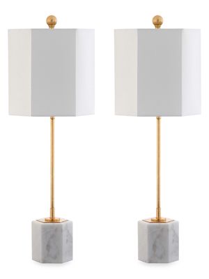 2-Piece Magdalene Marble Table Lamps - White Gold - White Gold