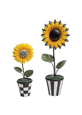 2-Piece Metal Sunflower Pot Set
