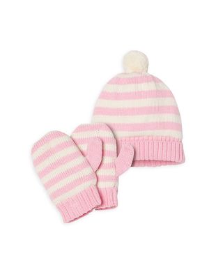 2-Piece Stripe Cole Winter Hat & Mittens Set - Lilly Pink - Size 2 - Lilly Pink - Size 2
