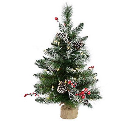 2' Snow Tipped Pine and Berry Tree by Vickerman