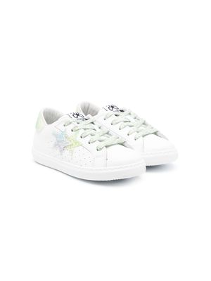 2 Star Kids star logo-patch leather sneakers - White