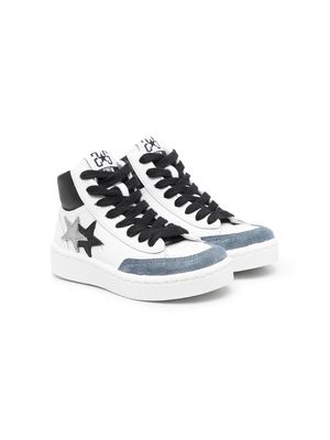 2 Star Kids star-patch high top sneakers - White