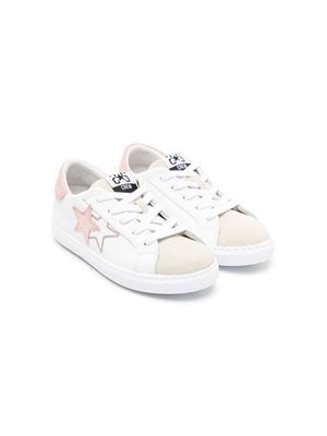 2 Star Kids star-patch leather sneakers - White