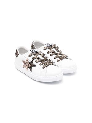 2 Star Kids star-patches leather sneakers - White