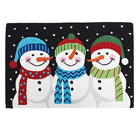 2' x 3' Snowman Trio Hooked Christmas Area Rug by Valerie