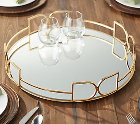 20" Antiqued Finish Mirrored Accent Tray by Valerie