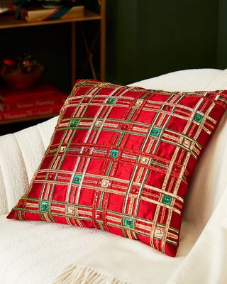 20" Classic Christmas Tartan Plaid Square Pillow