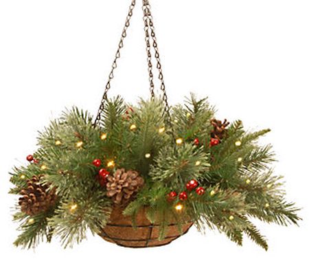 20" Colonial Hanging Basket w/ Batt Op White LE D Lights