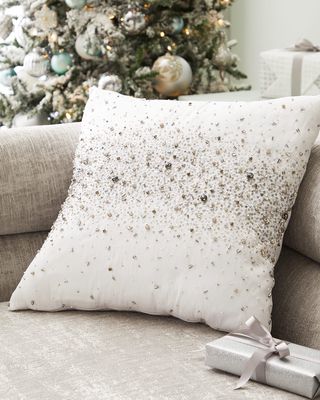 20" Crystal and Silver Scattered Bead Square Pillow