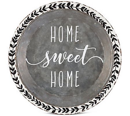 20" Diameter Galvanized "Home Sweet Home" Tray by Gerson Co.