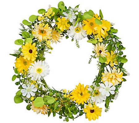 20" Floral Daisy Floral Single Wreath by Gerson Co.