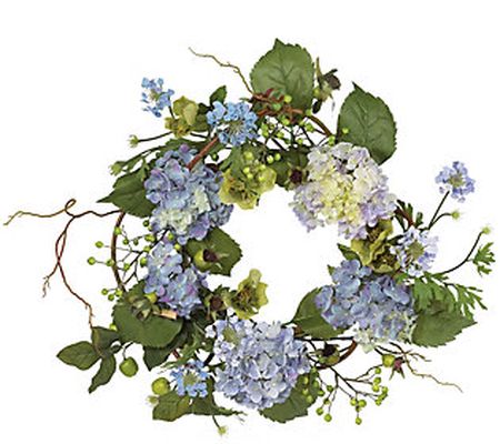 20" Hydrangea Wreath by Nearly Natural