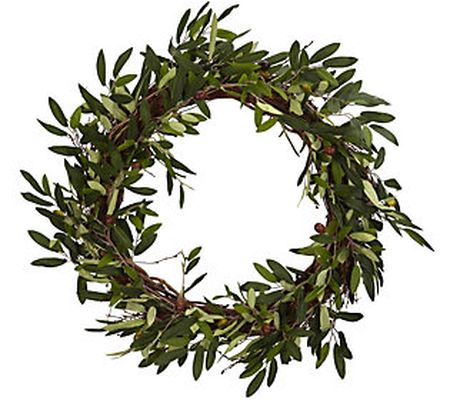 20" Olive Wreath by Nearly Natural