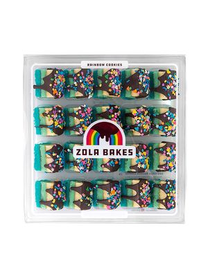 20 Rainbow Cookies - Apricot Filling With Dark Chocolate Drip And Sprinkles - Blue - Blue