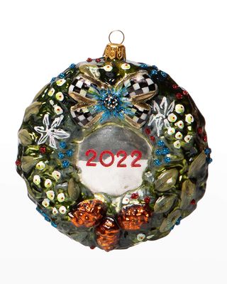 2022 Farmhouse Wreath Glass Ornament