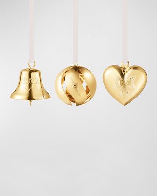 2022 Gold-Plated Ornaments, Gift Set of 3
