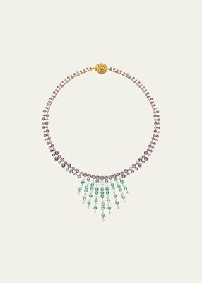 20K Collar Necklace with Tanzanite, Paraiba Tourmaline and Diamonds