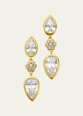 20K Drop Flower Earrings with Diamonds