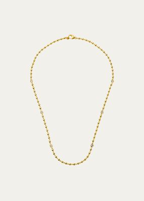 20K Gold Ball Chain with Diamonds, 24"L