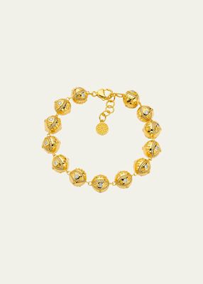 20K Hammered Ball Chain Bracelet with Diamonds