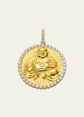 20K Happy Buddha Coin Pendant with Diamonds