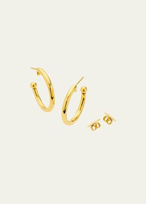 20K Hollow Gold Hoop Earrings, 30mm