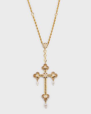 20K Yellow Gold Rosary Cross Pendant Necklace
