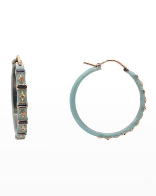 20mm Metallic Turquoise Baguette Hoop Earrings