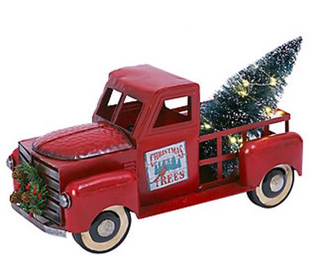 21-Inch Long Truck with Lighted Christmas Tree by Gerson Co