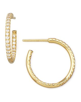21mm Yellow Gold Diamond Hoop Earrings, 0.66ct