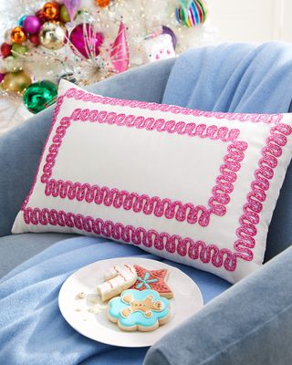 22" Bright Holiday Ribbon Candy Lumbar Pillow