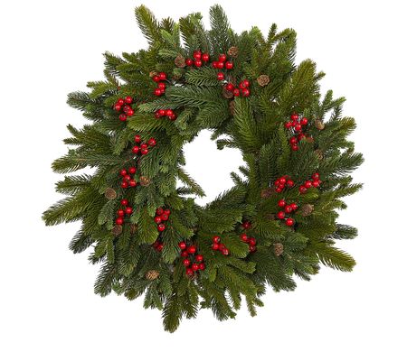 22" Pine, Pinecone, and Berry Wreath by Nearly tural