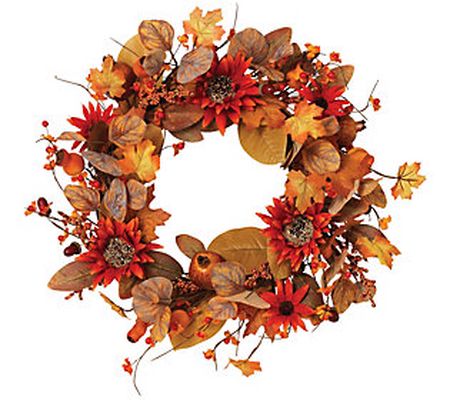 22"D Harvest Wreath, featuring fall leaves by G erson Co
