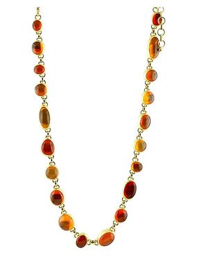 22K & 24K Yellow Gold & Mexican Fire Opal Necklace