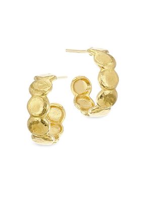 22K Gold Pebble Hoop Earrings