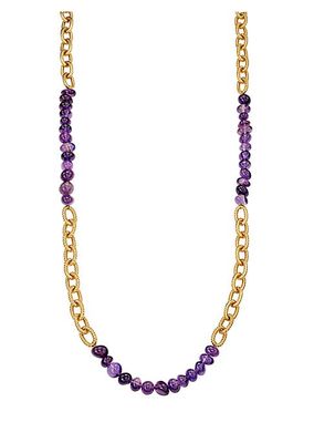 22K-Gold-Plated & Amethyst Oval-Link Chain Necklace