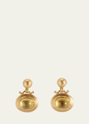 22k Small Yellow Tourmaline Bell Drop Earrings
