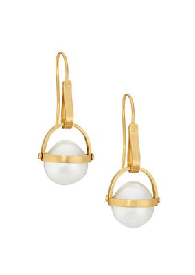 22K Yellow Gold & 14.4x13MM Baroque South Sea Pearl Drop Earrings