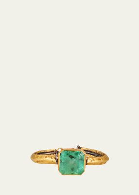 22K Yellow Gold Bracelet with Giant Square Mint Green Colombian Emerald