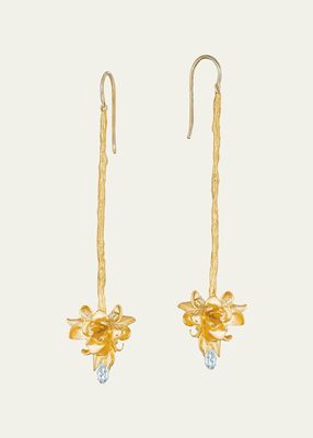 22K Yellow Gold Diamond Briolette Hanging Cluster Earrings