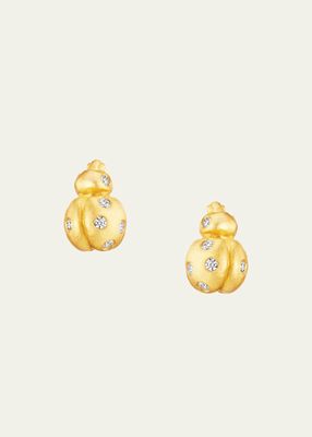 22K Yellow Gold Ladybug Stud Earrings