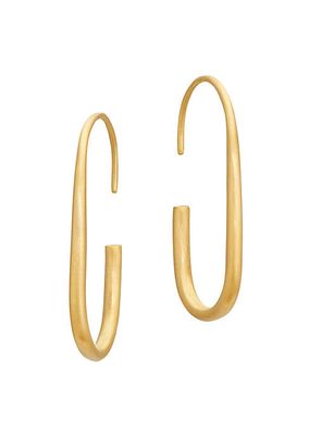 22K Yellow Gold Medium Oval Hoop Earrings