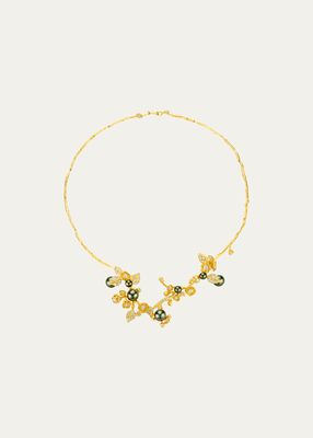 22K Yellow Gold One-of-a-Kind Ranunculus Flower Garden Necklace