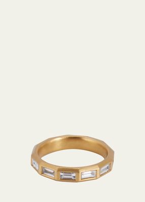 22K Yellow Gold Twelve-Sided Baguette Diamond Band Ring