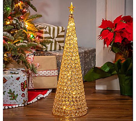 23.8-in H Lighted Jeweled Cone Tree, Gold by Ge rson Co