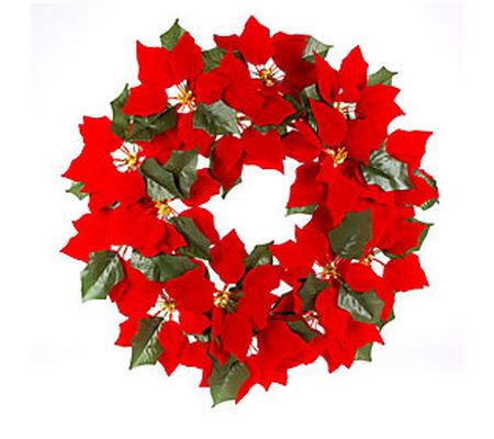 24" Battery Operated Lighted Poinsettia Wreath by Gerson Co.