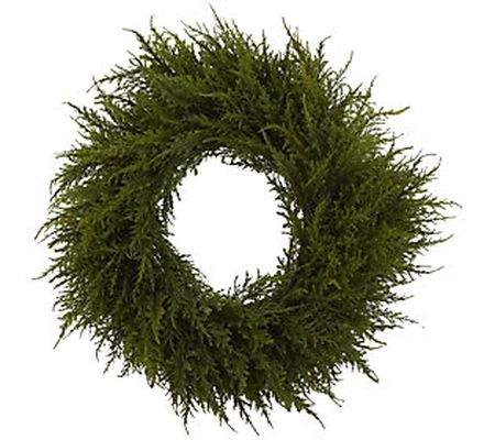 24" Cedar Wreath by Nearly Natural
