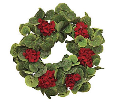 24" Fabric Geranium Twig Wreath by Gerson Co.